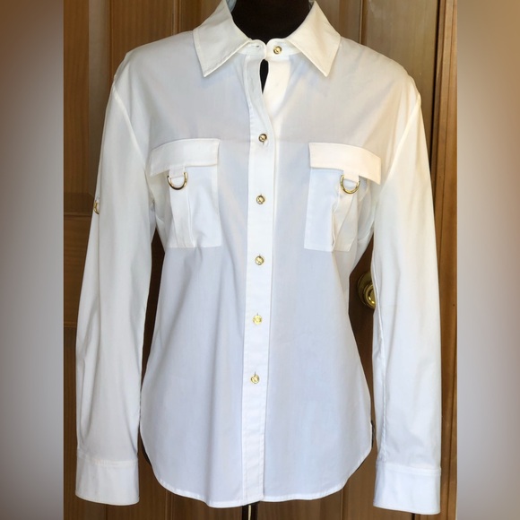 ST JOHN sS shirt Looks brand new!! Goldtone hardware and buttons - Picture 2 of 6